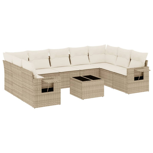 Set Divano da Giardino 10 pz con Cuscini Beige in Polyrattancod mxl 92755