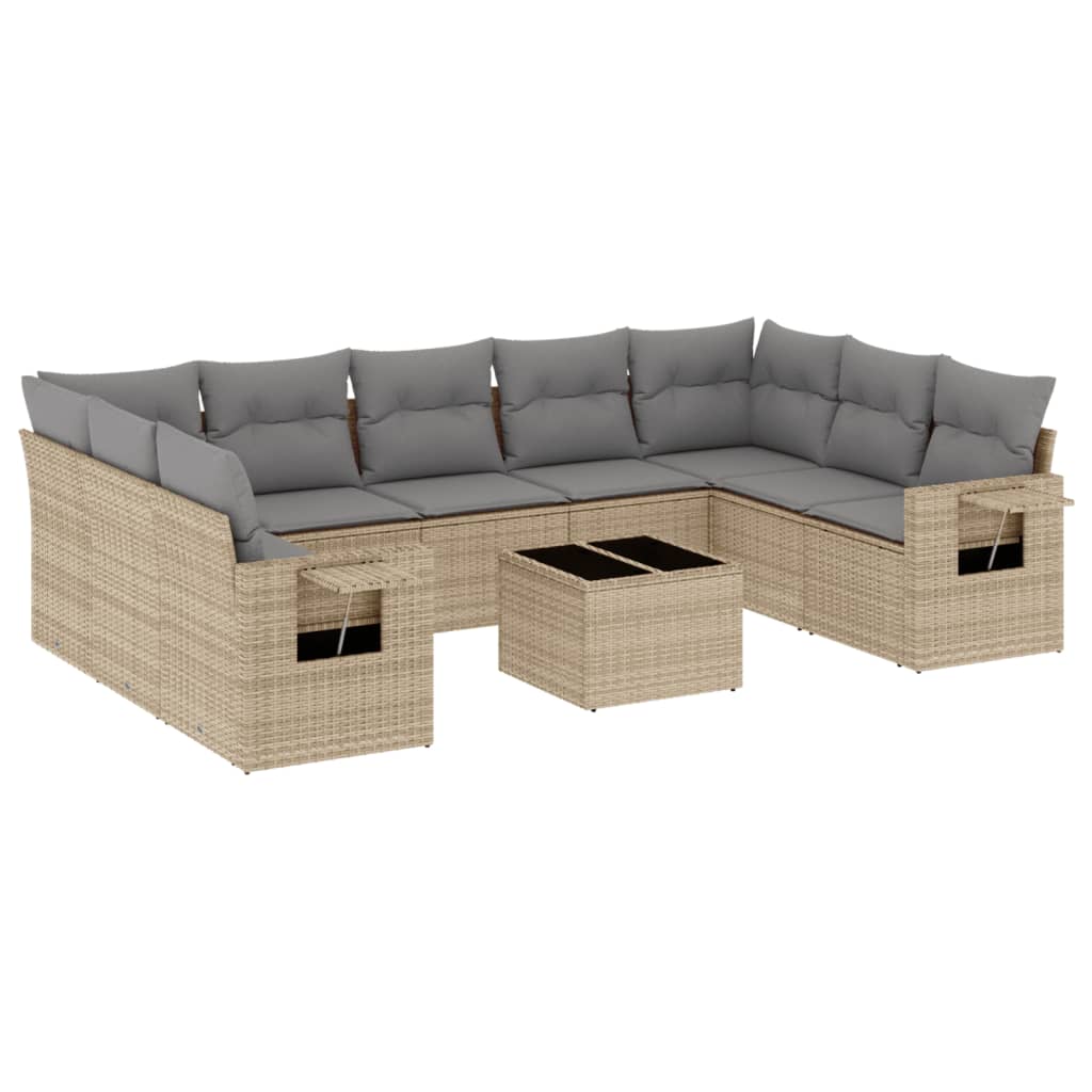 Set Divano da Giardino 10 pz con Cuscini Beige in Polyrattancod mxl 112864