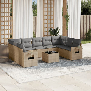 Set Divano da Giardino 10 pz con Cuscini Beige in Polyrattancod mxl 112864