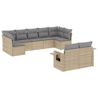 Set Divano da Giardino 9 pz con Cuscini Beige in Polyrattan 3252956