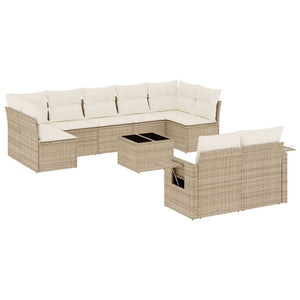 Set Divano da Giardino 10 pz con Cuscini Beige in Polyrattancod mxl 112865