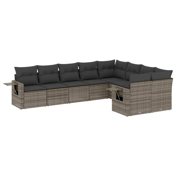 Set Divano da Giardino 9 pz con Cuscini Grigio in Polyrattan 3252977