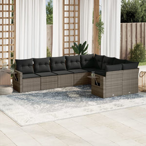 Set Divano da Giardino 9 pz con Cuscini Grigio in Polyrattan 3252977