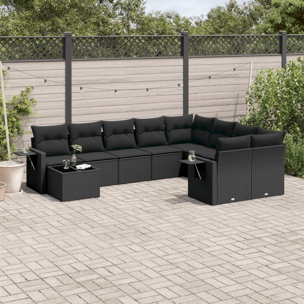 Set Divani da Giardino 10pz con Cuscini in Polyrattan Nerocod mxl 112869