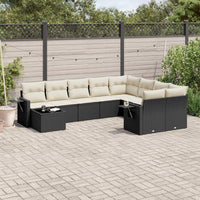 Set Divani da Giardino 10pz con Cuscini in Polyrattan Nero 3252993