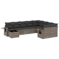 Set Divano da Giardino 10 pz con Cuscini Grigio in Polyrattan 3252997