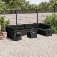 Set Divani da Giardino 11 pz con Cuscini in Polyrattan Nero 3253012