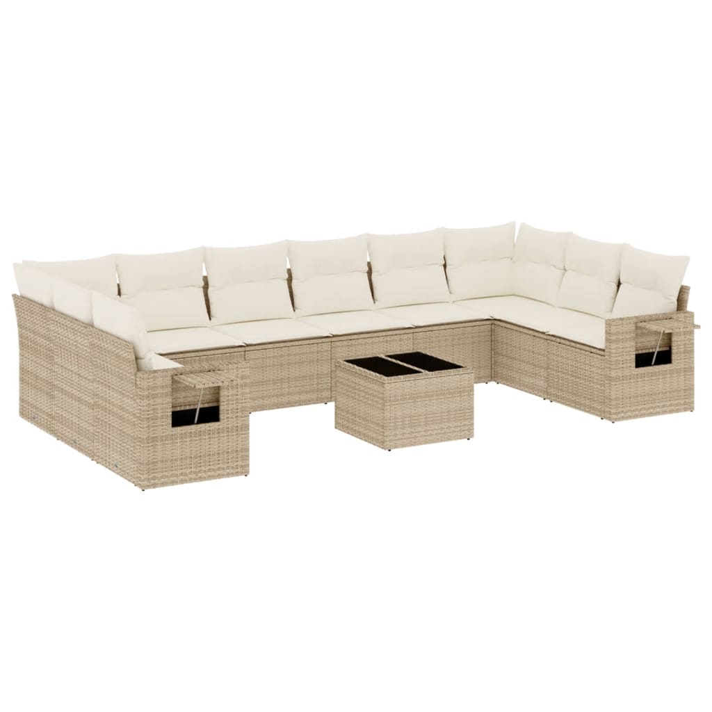 Set Divani da Giardino 11 pz con Cuscini Beige in Polyrattan 3253015