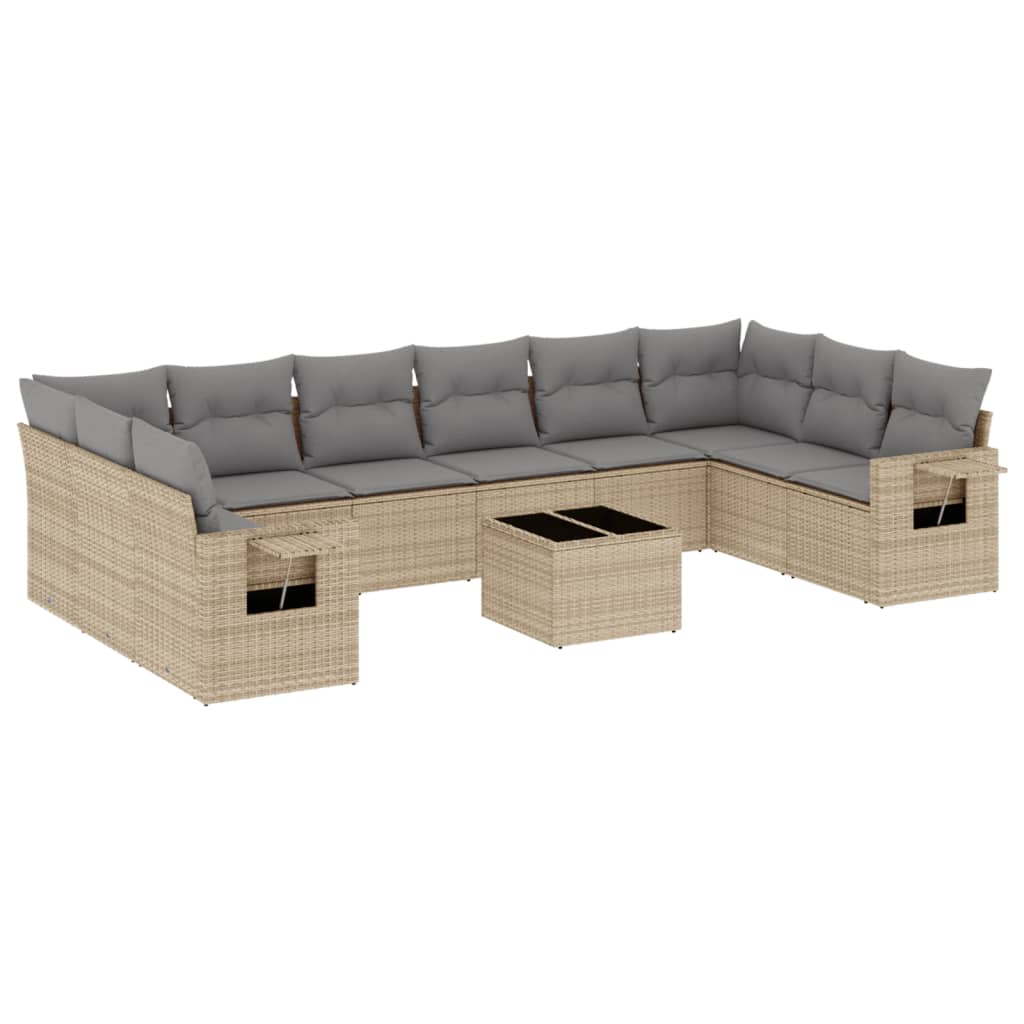 Set Divani da Giardino 11 pz con Cuscini Beige in Polyrattan 3253016