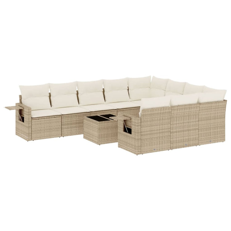 Set Divani da Giardino 11 pz con Cuscini Beige in Polyrattan 3253035