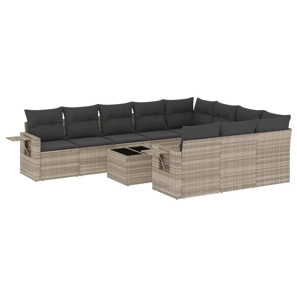 Set Divani da Giardino 11 pz con Cuscini in Polyrattan Grigio 3253039