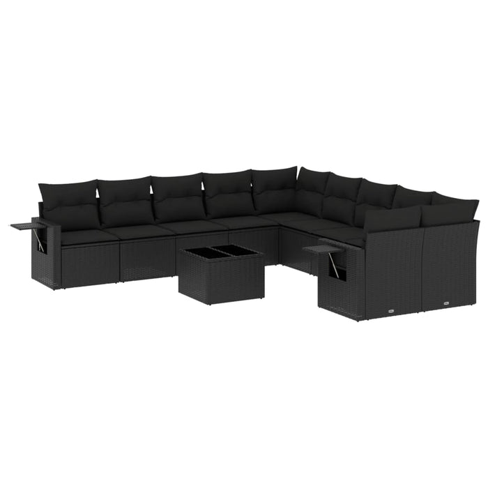 Set Divani da Giardino 11 pz con Cuscini in Polyrattan Nero 3253052