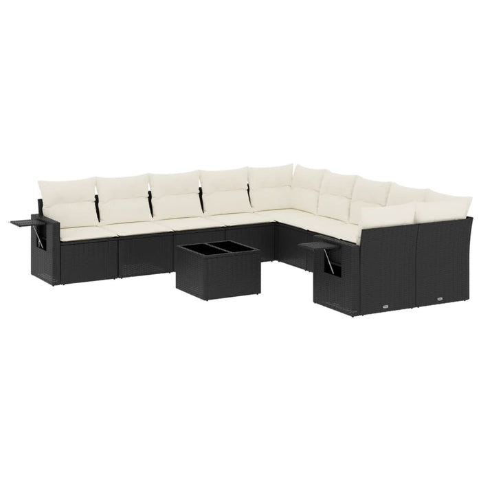 Set Divani da Giardino 11 pz con Cuscini in Polyrattan Nero 3253053