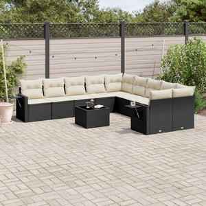 Set Divani da Giardino 11 pz con Cuscini in Polyrattan Nero 3253053