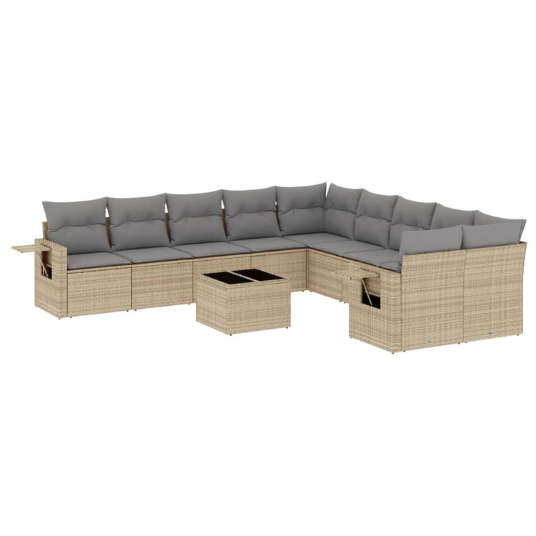 Set Divani da Giardino 11 pz con Cuscini Beige in Polyrattan 3253056