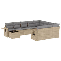 Set Divani da Giardino 11 pz con Cuscini Beige in Polyrattan 3253066