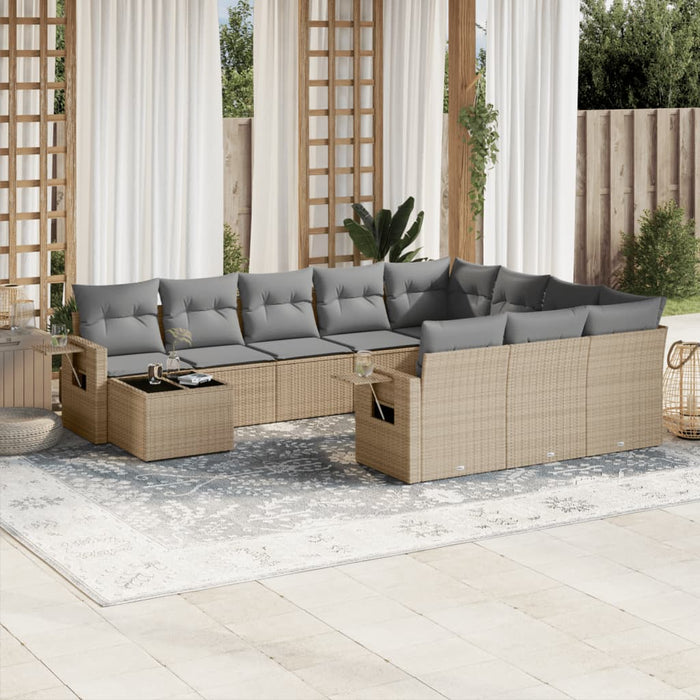 Set Divani da Giardino 11 pz con Cuscini Beige in Polyrattan 3253066