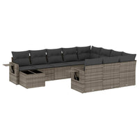 Set Divani da Giardino 11 pz con Cuscini in Polyrattan Grigio 3253067