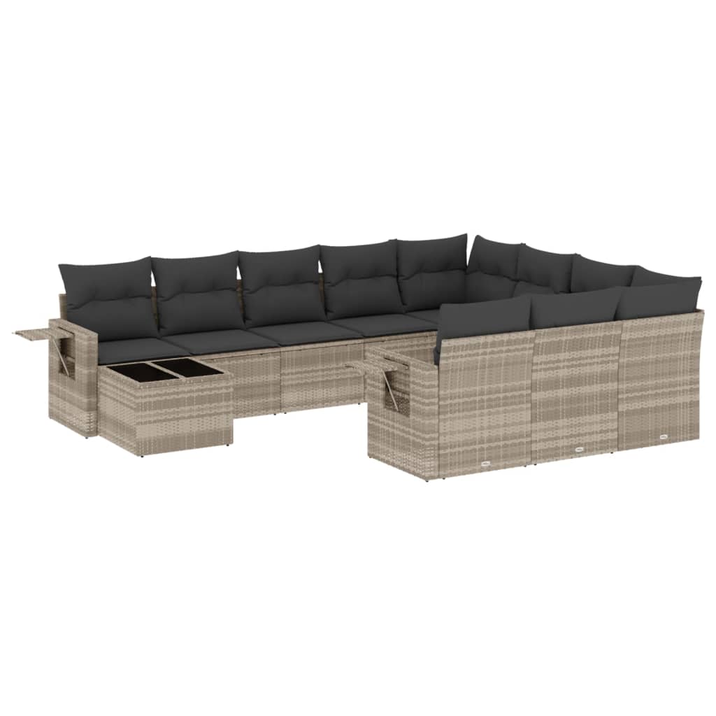 Set Divani da Giardino 11 pz con Cuscini in Polyrattan Grigio 3253069