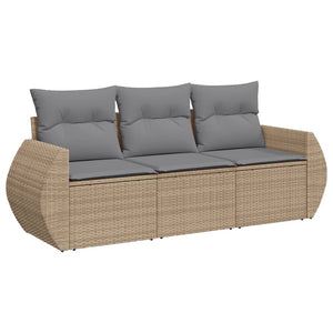 Set Divano da Giardino 3 pz con Cuscini Beige in Polyrattancod mxl 87911