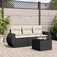 Set Divani da Giardino 4 pz con Cuscini Nero in Polyrattan 3253403