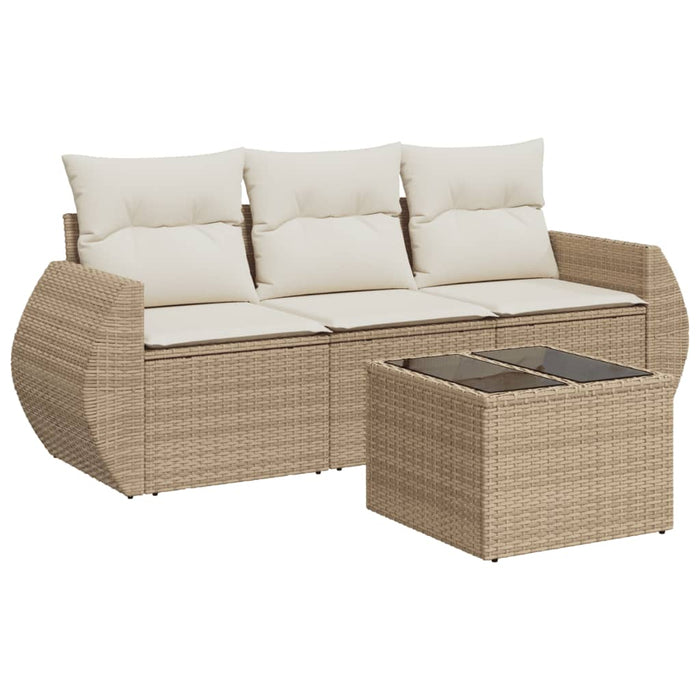 Set Divano da Giardino 4 pz con Cuscini Beige in Polyrattancod mxl 111936