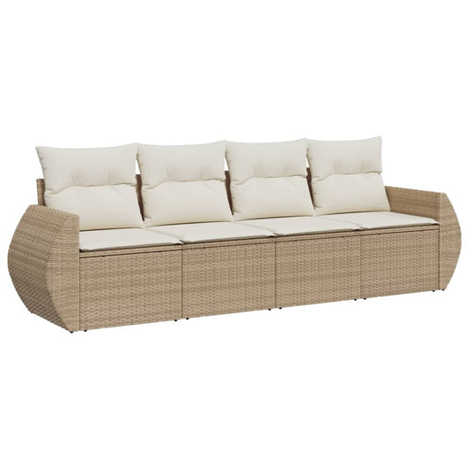 Set Divano da Giardino 4 pz con Cuscini Beige in Polyrattan 3253415