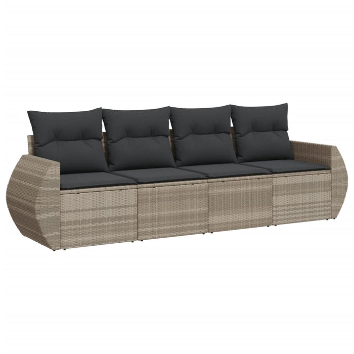 Set Divano da Giardino 4pz con Cuscini Grigio Chiaro Polyrattan 3253419