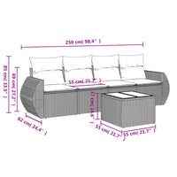 Set Divano da Giardino 5pz con Cuscini Grigio Chiaro Polyrattan 3253429