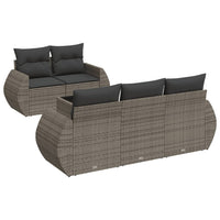 Set Divano da Giardino 6 pz con Cuscini Grigio in Polyrattan 3253437