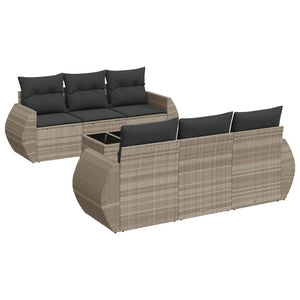 Set Divani da Giardino 7pz con Cuscini Grigio Chiaro Polyrattan 3253449