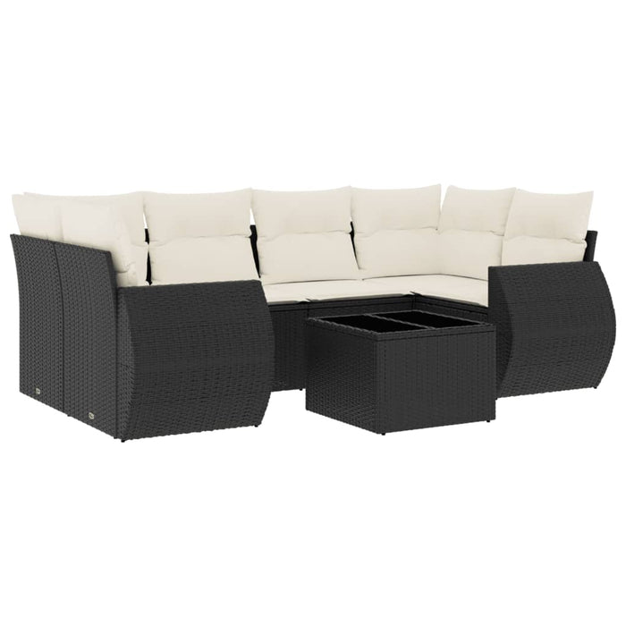 Set Divani da Giardino con Cuscini 7pz Nero Polyrattan 3253453