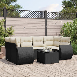 Set Divani da Giardino con Cuscini 7pz Nero Polyrattan 3253453