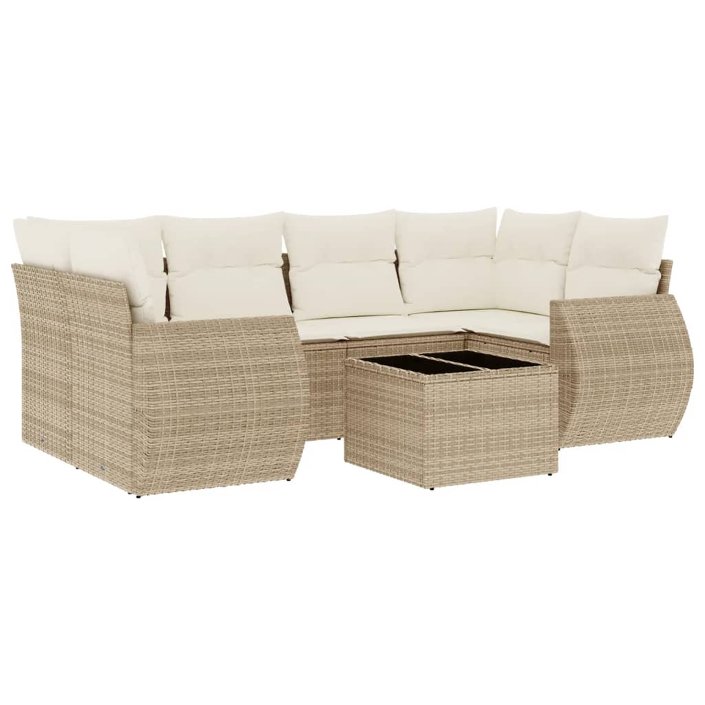 Set Divani da Giardino 7 pz con Cuscini Beige in Polyrattan 3253455