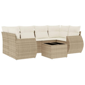 Set Divani da Giardino 7 pz con Cuscini Beige in Polyrattan 3253455