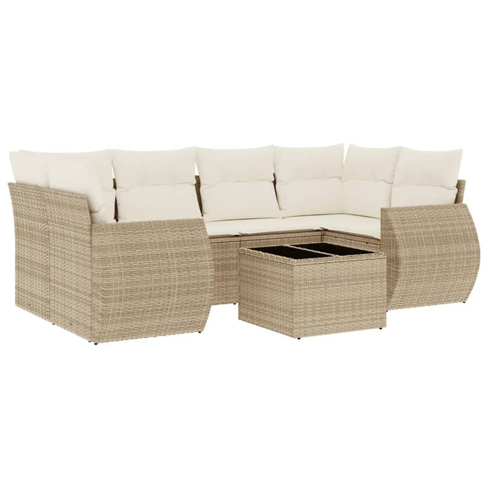 Set Divani da Giardino 7 pz con Cuscini Beige in Polyrattan 3253455