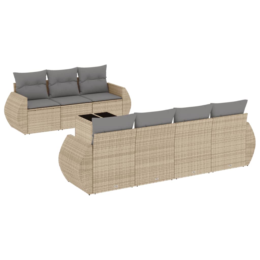 Set Divano da Giardino 8 pz con Cuscini Beige in Polyrattancod mxl 115577