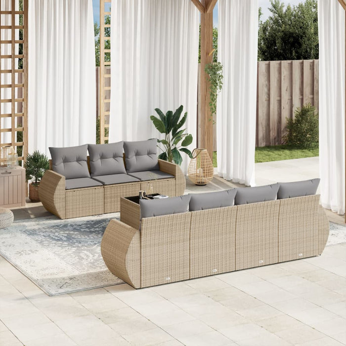 Set Divano da Giardino 8 pz con Cuscini Beige in Polyrattancod mxl 115577