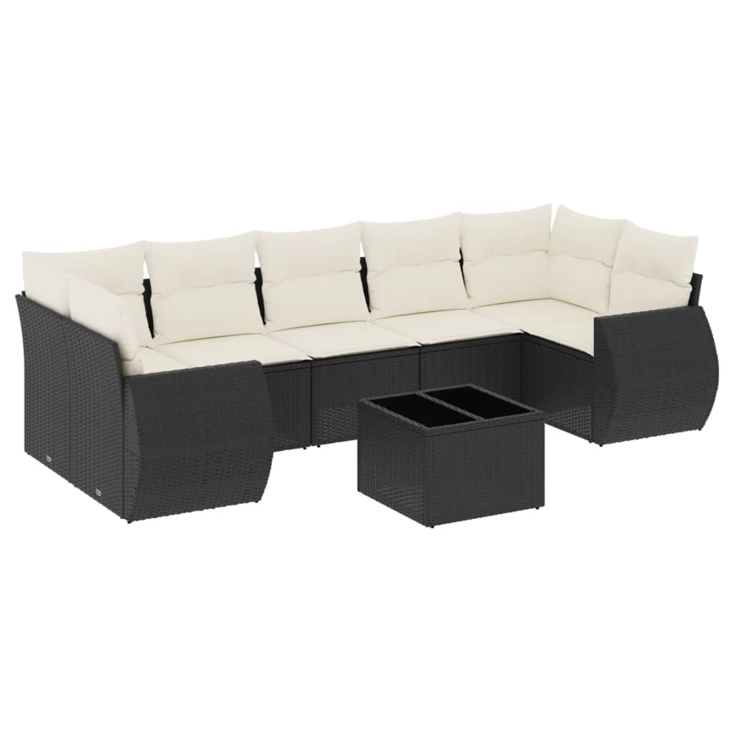 Set Divani da Giardino con Cuscini 8 pz Nero in Polyrattancod mxl 88383