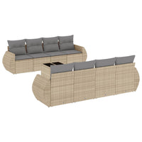 Set Divano da Giardino 9 pz con Cuscini Beige in Polyrattancod mxl 88385