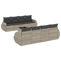 Set Divano da Giardino 9pz con Cuscini Grigio Chiaro Polyrattan 3253489