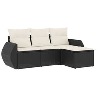 Set Divani da Giardino 4 pz con Cuscini Nero in Polyrattan 3253603