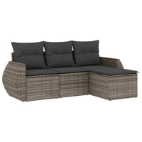 Set Divani da Giardino 4 pz con Cuscini in Polyrattan Grigiocod mxl 92090