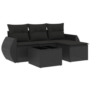 Set Divani da Giardino 5 pz con Cuscini in Polyrattan Nerocod mxl 116070