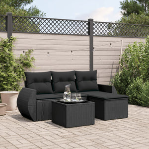 Set Divani da Giardino 5 pz con Cuscini in Polyrattan Nerocod mxl 116070