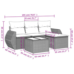 Set Divano da Giardino 5 pz con Cuscini Beige in Polyrattan 3253616