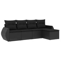 Set Divani da Giardino 5 pz con Cuscini in Polyrattan Nero 3253622