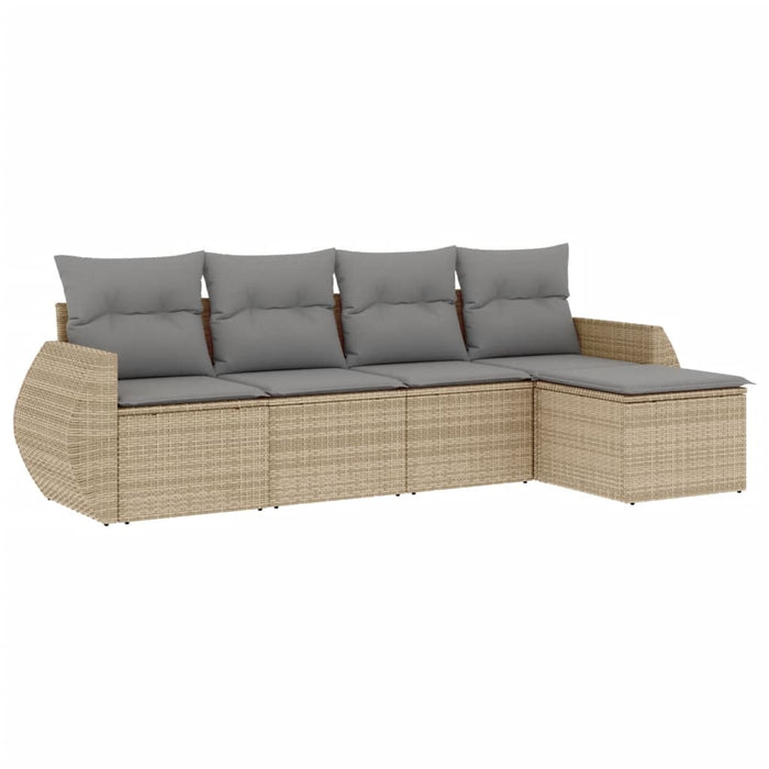 Set Divano da Giardino 5 pz con Cuscini Beige in Polyrattancod mxl 88807