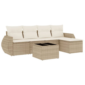 Set Divano da Giardino 6 pz con Cuscini Beige in Polyrattan 3253635