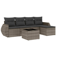 Set Divano da Giardino 6 pz con Cuscini Grigio in Polyrattan 3253637